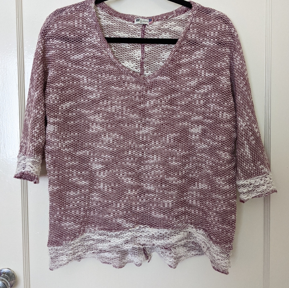KUT from the kloth raw hem pink sweater